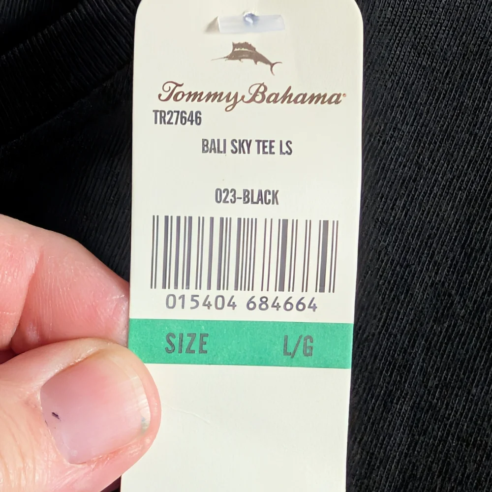 Brand New W/Tags Men's Tommy Bahama Black Long Pocket Sleeve Shirt Size Large - Picture 3 of 10